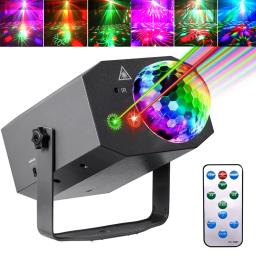 Luzes de discoteca LED RGB, luz de feixe de palco laser dj, mini bola, cabeças móveis com efeito estroboscópico, 16 padrões, lâmpada de projetor de palco - Image 2