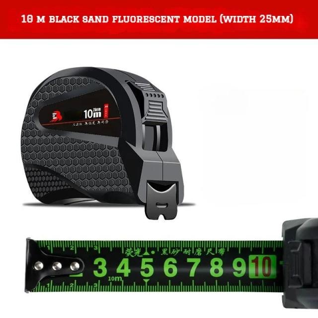 Fita Métrica Fluorescente Impermeável com Escala Espessada de Precisão - Resistente ao Desgaste em Comprimentos de 3m, 5m, 7,5m e 10m