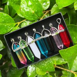 Cristais Chkra Apontados para Fazer Jóias, Forma de Bala, Contas de Cura, Decoração de Casa e Escritório, Natal e Aniversário Busines, 7 Pçs/set - Image 6