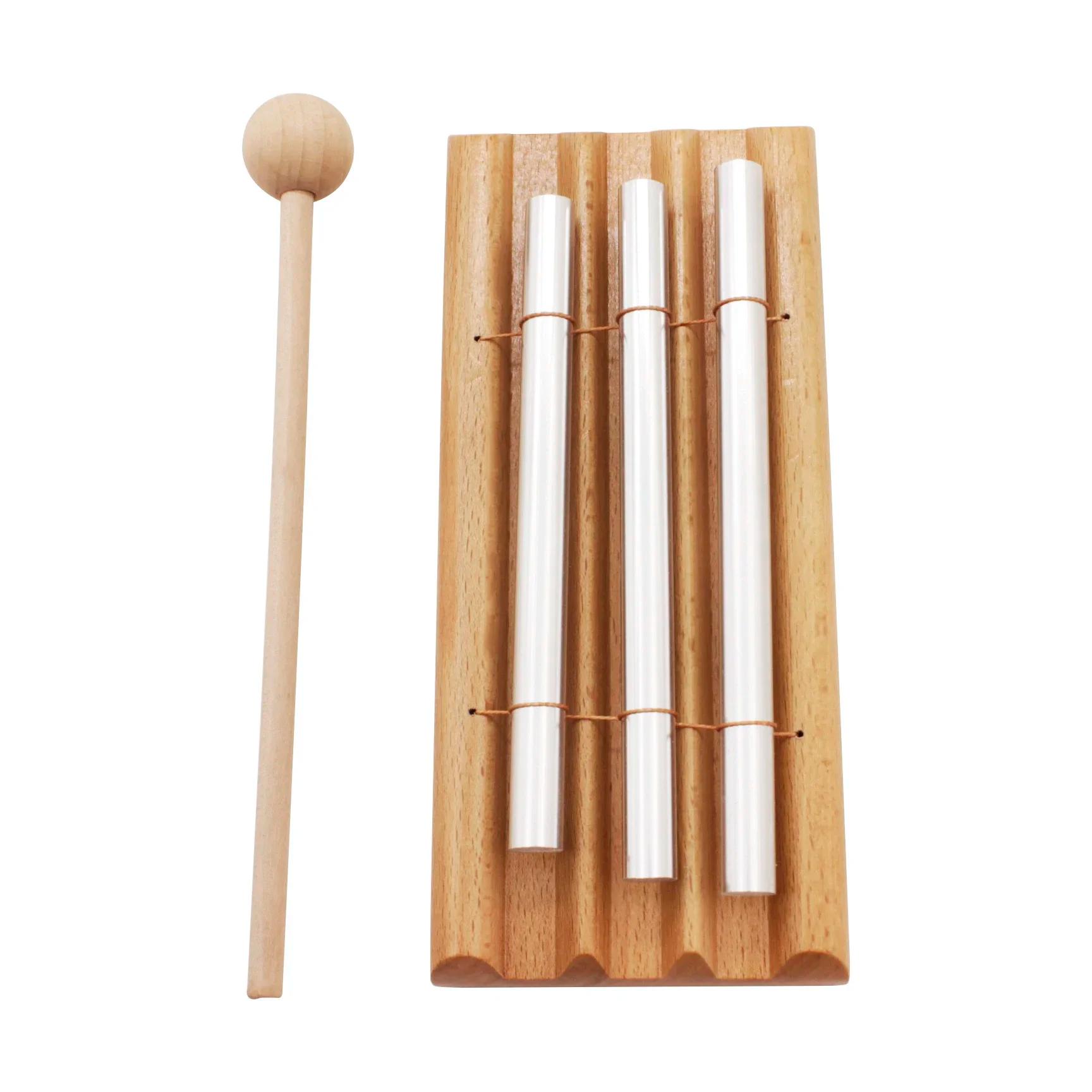Sinos de vento de 3 tons, carrilhão de meditação de mesa, sino de vento de madeira com malho, brinquedos musicais educativos para crianças, instrumento de percussão - Image 1