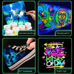 Conjunto de tinta acrílica fluorescente luminosa, 58ml, que brilha no escuro, pintado à mão, criativo, faça você mesmo, tecido têxtil, pigmento, materiais de arte - Image 4