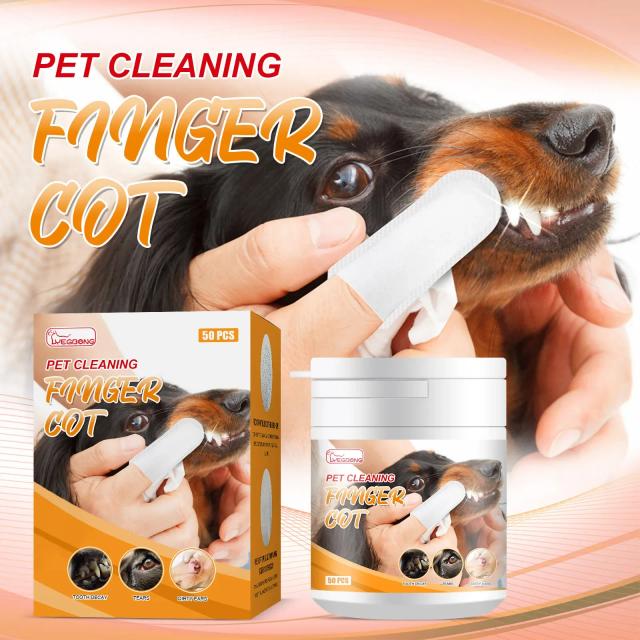 Toalhetes de algodão não tecido para cuidados orais de cães e gatos - 50 unidades para dentes saudáveis