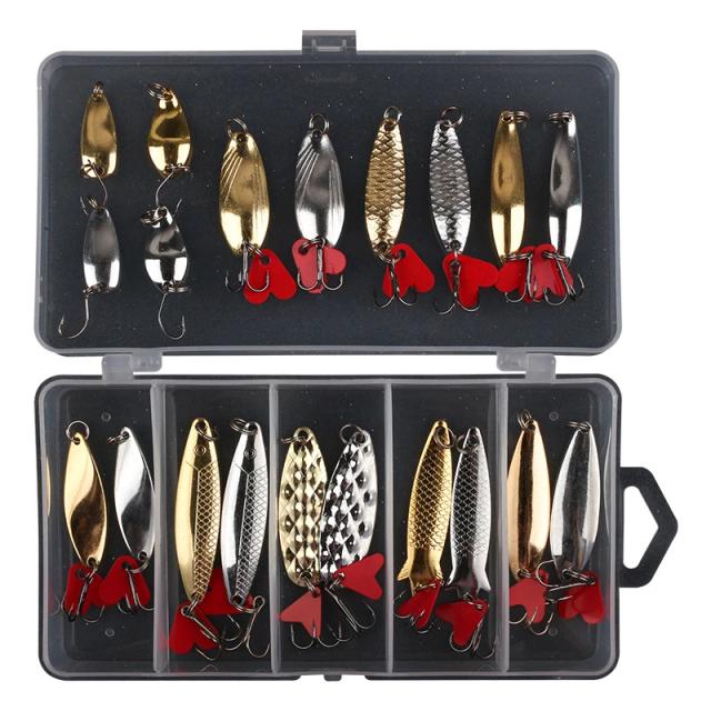 Conjunto de 20 Iscas Artificiais de Metal para Pesca com Colher e Lúcio