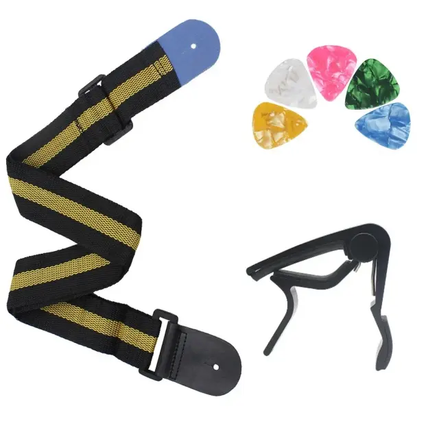 Correias Ajustáveis de Algodão Puro para Guitarra, Baixo e Ukulele Clássico em Cores Vibrantes