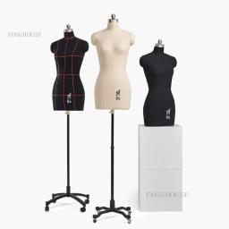 Manequins femininos para design de roupas, manequins profissionais de modelagem de busto e costura com suporte, base de metal, podem ser fixados d - Image 4