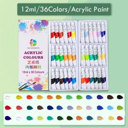 Conjunto de tinta guache acrílico não tóxico para crianças, ferramentas para aquarela, arte iniciante, cores ricas, grande capacidade, 12ml - Image 3
