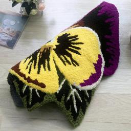 3D Pansy Flor Forma Tapete Arte Bordado Floral Tapete Home Decor Sala de estar Quarto Tapete Antiderrapante Banho Sofá Mesa Floor Mats - Image 3