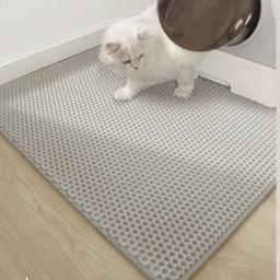 Tapete de areia de dupla camada com presente, caixa impermeável para animais de estimação, tapetes antiderrapantes, tapetes laváveis para gatos, limpo - Image 1