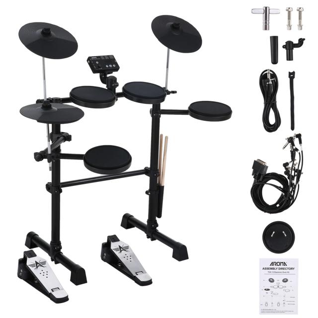 Kit de Bateria Eletrônica para Iniciantes: 144 Sons e Pedais Hi-Hat em 8 Peças