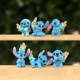6 pçs lilo & stitch figura dos desenhos animados modelo coleção anime ornamento de mesa decoração do bolo aniversário crianças brinquedos presentes - Image 6