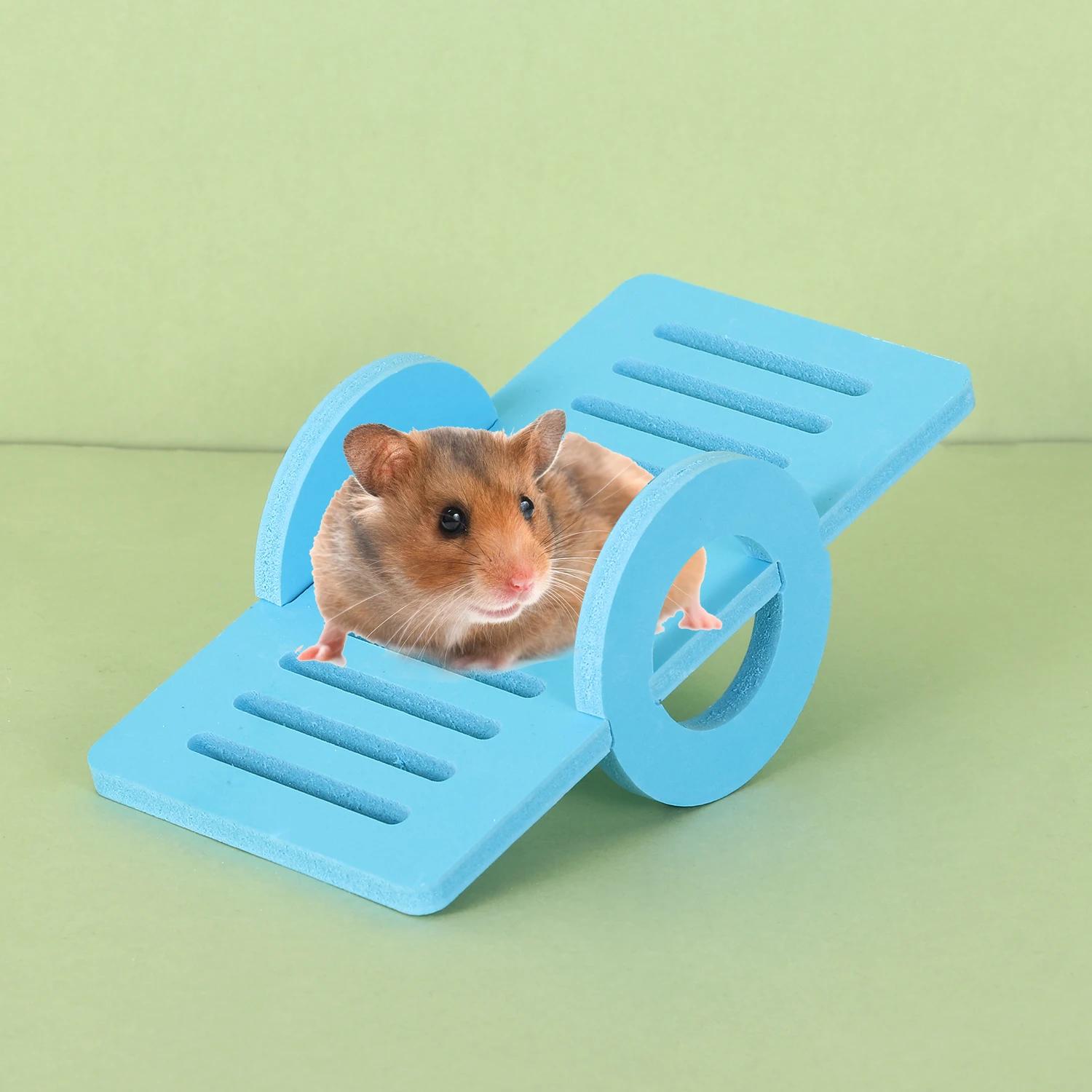 Casa De Hamster De Madeira Para Animais Pequenos, Hamster Gerbil, Ponte Do Arco-Íris, Brinquedo De Gangorra, Mastigar Milho - Image 1