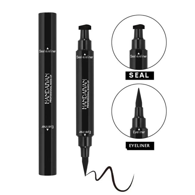 Lápis Delineador Líquido Dual com ponta Preto, Pro Impermeável para Maquiagem de Longa Duração - Ideal para Olhos de Gato e Estênceis de Olhos