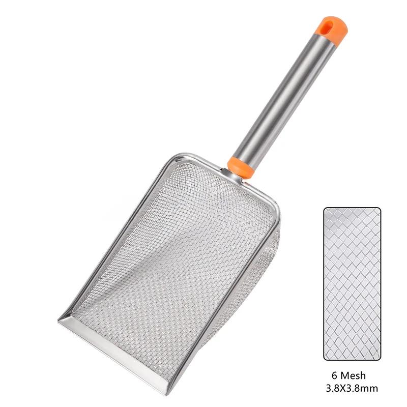 Colher de areia de gato em aço inoxidável, malha fina, fácil de limpar, pá antiaderente para répteis, areia eficiente, colher de areia durável, 1pc - Image 1