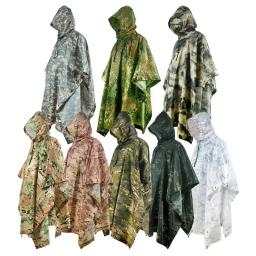 Poncho de caminhada impermeável com capuz, capa de chuva, mochila Tarp, poncho de caça, tenda ao ar livre, Mat Toldo Shelter, 3 em 1 - Image 3