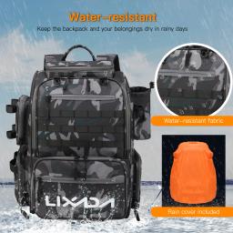 Lixada Mochila de pesca Bolsa de armazenamento de equipamento de pesca à prova d'água com 4 bandejas e capa de chuva - Image 5