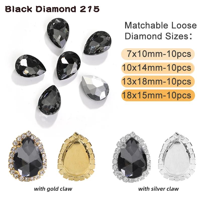 10 pcs/bag strass costura decoração brilhante forma gota costurar na strasse para colar ouro garra cristal fivela diy roupas de casamento/sapato - Image 1