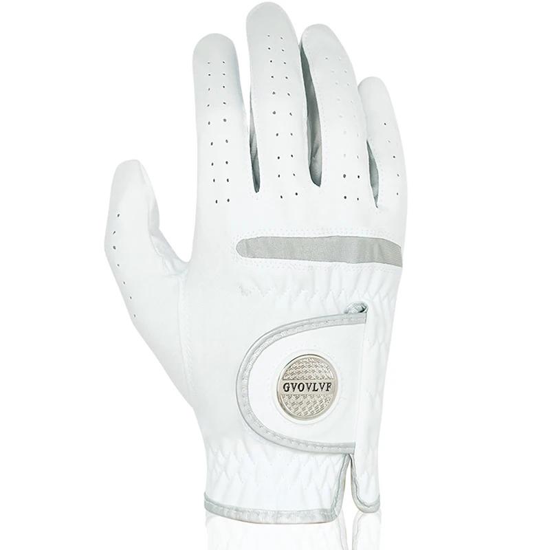 1pc luva de golfe masculina micro tecido macio respirável luvas de golfe com marcador magnético luva branca substituível - Image 1