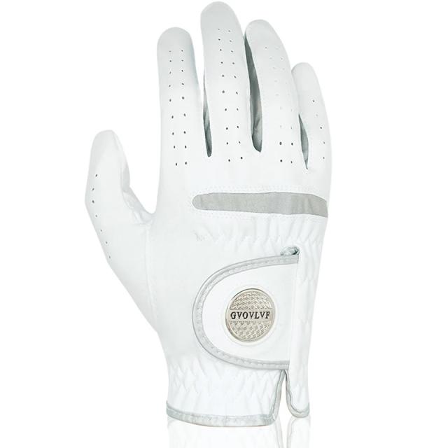 Luva de Golfe Masculina Micro Tecido Respirável com Marcador Magnético Branca