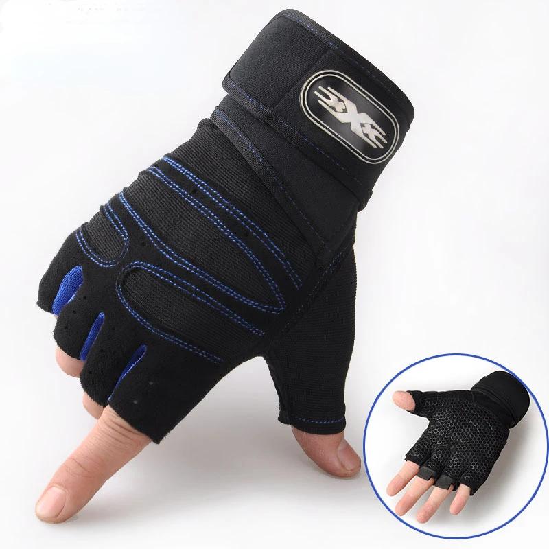 Luvas de ginástica sem dedos para homens, halterofilismo, treinamento de musculação, fitness, meio dedo, antiderrapante, suporte de pulso - Image 1