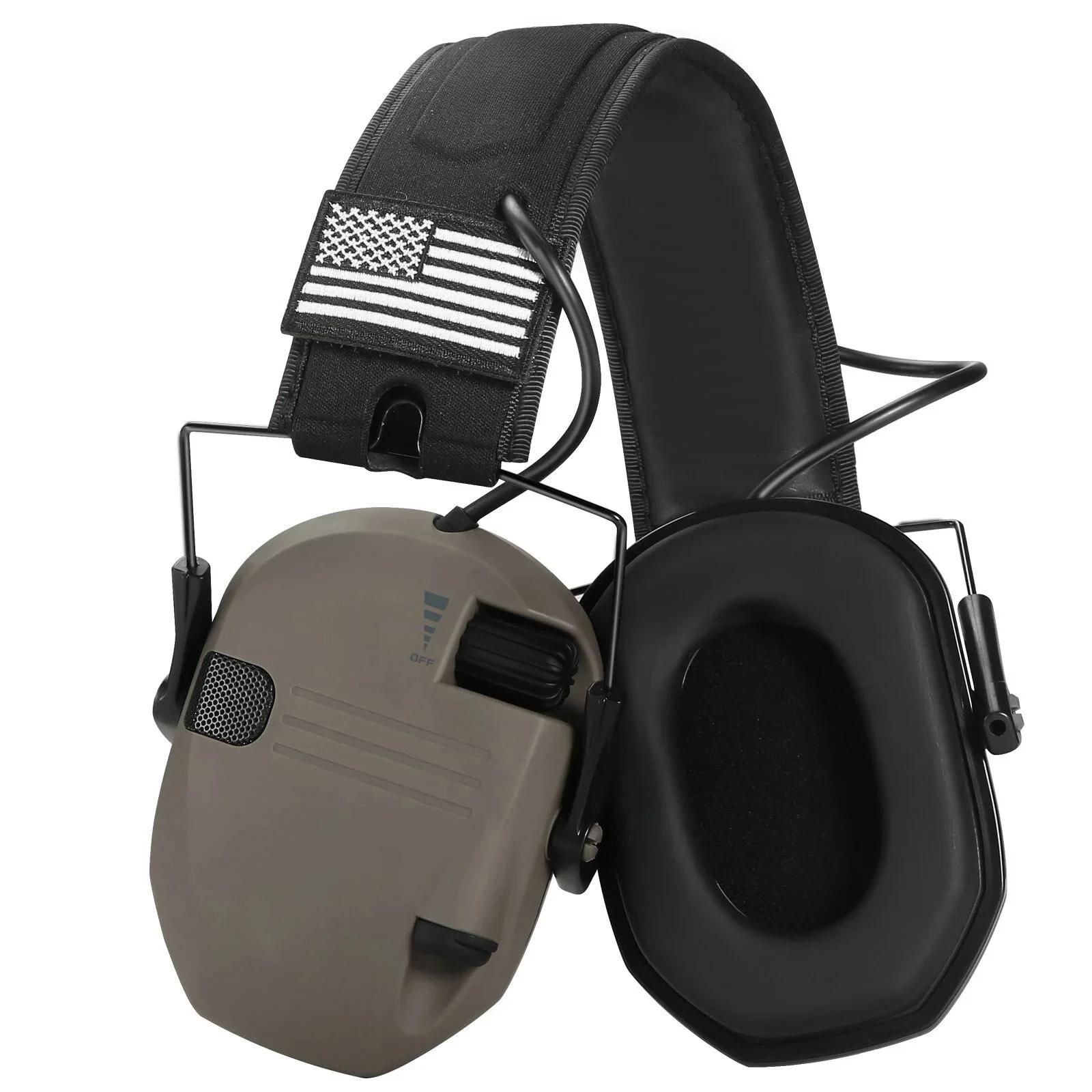 Protetor de orelha eletrônico tático para tiro, fone de ouvido antirruído, amplificação de som, proteção auditiva, dobrável - Image 1