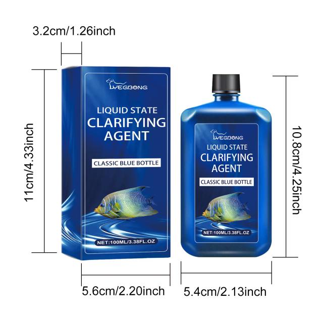 Purificador de Água Clara para Aquários de Peixes - Removedor de Algas e Agente de Limpeza 100ml