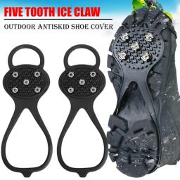 Pinça de gelo antiderrapante para homens e mulheres, sapatos Crampon, Spike Grips, grampos para neve, capas de escalada e caminhada, unissex, 5 dentes - Image 1