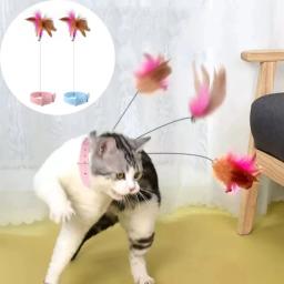 Brinquedos interativos para gatos, Quebra-plumas engraçadas, Vara com Bell, Coleira de animais, Gatinho Jogando Varinha, Brinquedos de treinamento para gatos, Suprimentos - Image 1