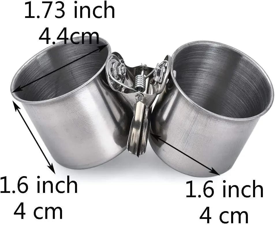 Aço inoxidável Comida e Água Alimentação Bowl com suporte de madeira para Grande Papagaio, Bird Cage Acessório, Pet Shop - Image 1