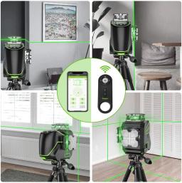 Huepar 3d display lcd cross line laser nível 12 linhas feixe verde bluetooth & funções de controle remoto s03cg com estojo rígido - Image 5