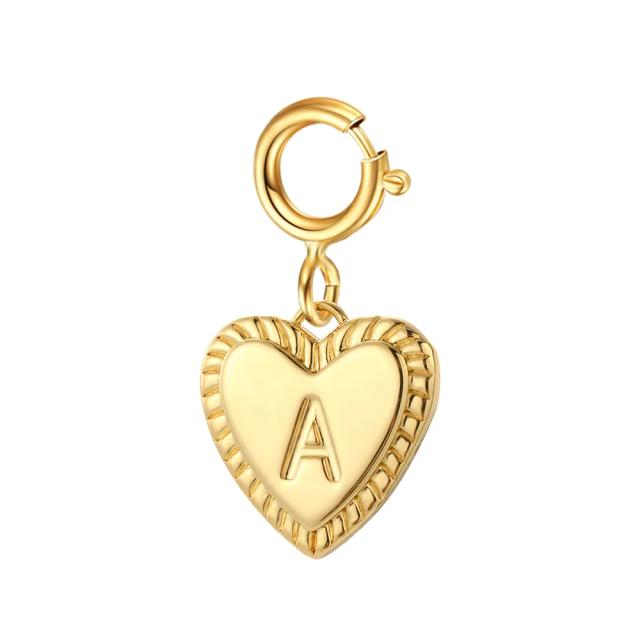 Pingente de Coração com Letra Inicial em Dourado para Mulheres - 26 Letras Disponíveis em Colares e Brincos de Jóias Acessórios por Atacado
