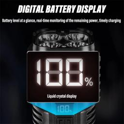 Lanterna led super brilhante recarregável, luz de acampamento ao ar livre com luz lateral de inundação, quatro contas, display digital de energia - Image 4