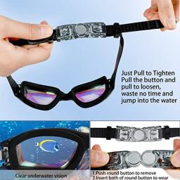 Óculos de Natação Profissional para Homens e Mulheres, Adulto, Anti Fog, Proteção UV, Lente PC, Impermeável, Ajustável, Óculos de Natação Silicone, Eyewear - Image 3