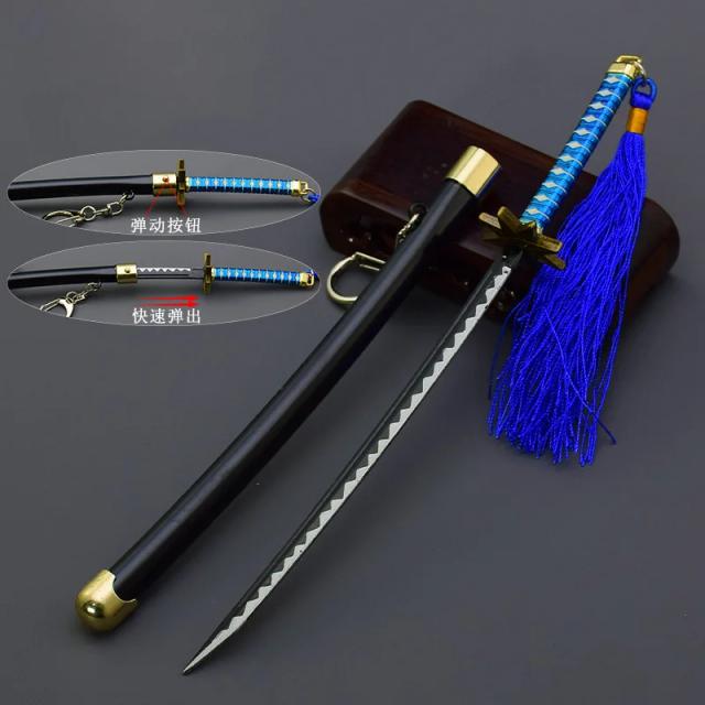 Conjunto de Armas de Anime Bleach - Kuchiki Byakuya e Spade Vere com Katana, Modelo Samurai e Chaveiros (6 peças)