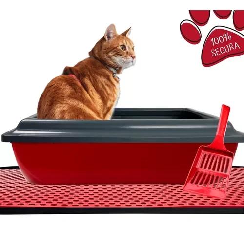 Grande caixa anti coletor para gatos: Controle de sujeira e areia em azul e preto