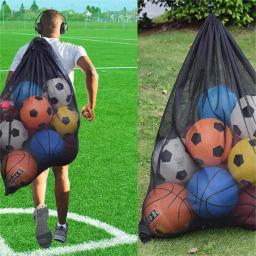 Grande saco de bola esportiva, saco de bolas de equipe de futebol de malha, saco de armazenamento de equipamento esportivo com cordão para pano de praia e artes de natação - Image 4