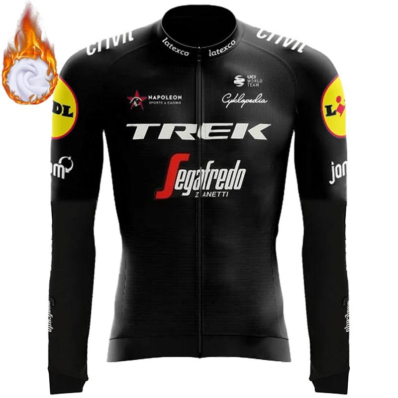 Homens Inverno velo térmico ciclismo terno, roupas de bicicleta, Jersey, calças, camisa profissional, roupas gel, conjunto MTB, TREK Sports Set, 2024 - Image 1