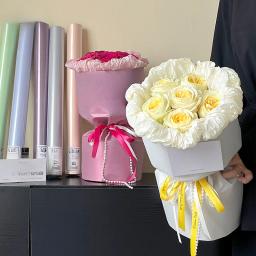 Textura de seda flor rolo papel de embrulho à prova dwaterproof água espessamento buquê material de embalagem rosa presentes do feriado embalagem artesanato papel - Image 2
