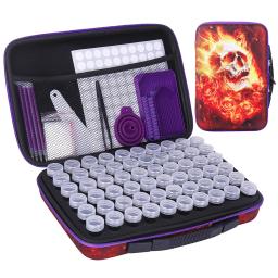 Homfun caixa de armazenamento de pintura diamante, bolsa organizadora portátil de 60 espaços com ferramentas diy, caixa de contas de artesanato de arte, vários padrões - Image 3