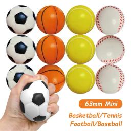 Bolas de espuma anti-stress para crianças, futebol, basquete, beisebol, tênis, brinquedos, espuma, descompressão, anti-stress, 63mm, 3pcs - Image 1