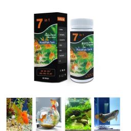 Fish Tank Water Test Strips Kit, aquário tropical, lagoa, teste PH, 7 em 1 - Image 4
