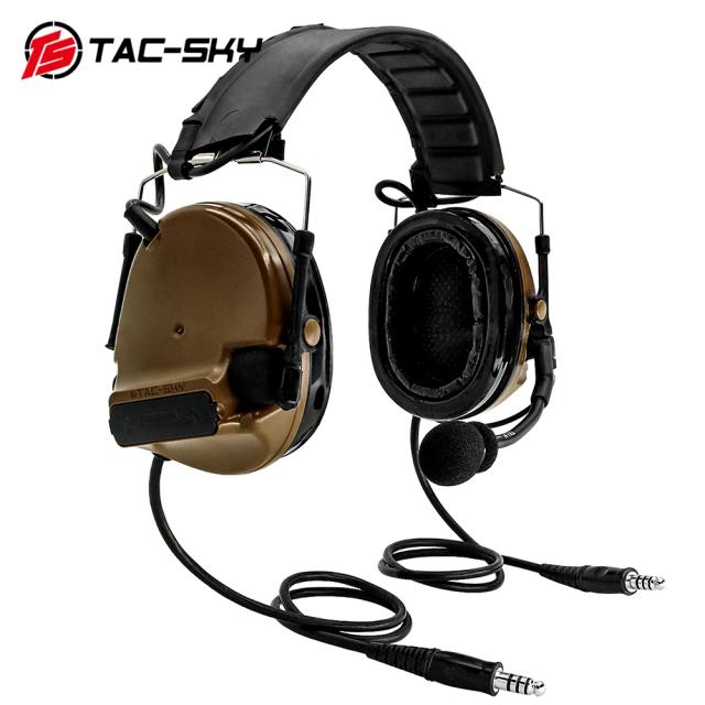 Fone de Ouvido Tático TAC-SKY Comtac III com Comunicação Dupla e Faixa Destacável para Caça e Tiro
