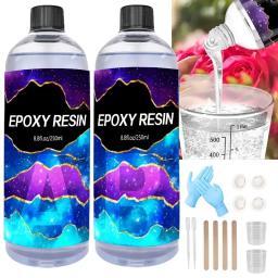 Kit de Resina Epóxi Crystal Clear, Alto Brilho e Bolhas, Arte Livre, Suprimentos para Revestimento e Fundição Artesanato, Fazer Jóias DIY, 1:1 - Image 1