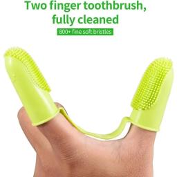 Pet Finger Toothbrush Kit Super macio, escova de dentes dupla, cuidados dentários para cachorros, gatos e pequenos animais de estimação - Image 2