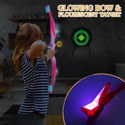 Conjunto de arco e flecha para crianças, brinquedos com luzes de flash led, arco de tiro com arco para crianças, jogo de esportes ao ar livre, brinquedo de tiro, presente para meninos - Image 4