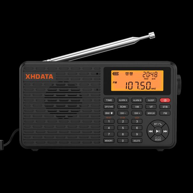 XHDATA D-109 Rádio Portátil Digital Estéreo AM SW MW FM Bluetooth TF Card 1 Unidade