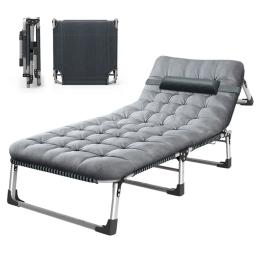 Camping cama dobrável ao ar livre com berço de colchão, Pernas de aço inoxidável portáteis resistentes resistentes, Berço para dormir, 400 Lbs - Image 5