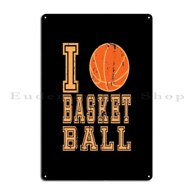 Decoração de Parede Personalizada: Cartaz de Metal com Bola de Basquete para Cozinha e Espaços Esportivos