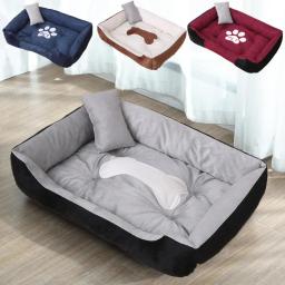 Sofá-cama de lã macia para animal de estimação, Cama quente para cães pequenos e grandes, Fundo impermeável, plus size, gato, outono, inverno - Image 1