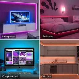 Fita LED com controle remoto, controle Bluetooth, fita LED RGB, fita flexível, decoração de festa doméstica, luz de fundo de TV, 5050 - Image 6
