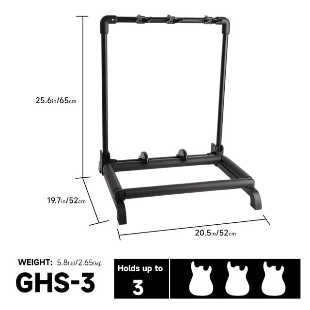 Suporte Dobrável para Guitarra GHOSTFIRE: Rack Multiuso para Guitarras Elétricas, Acústicas e Baixos - Modelo GHS-3